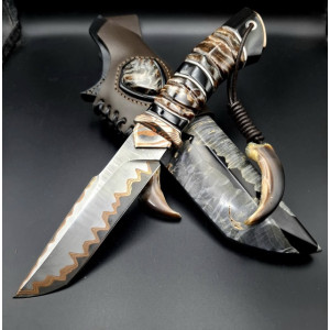 ВЕДМЕЖИЙ КІГОТЬ ІІІ ніж ручної роботи майстра Павла Гончаренка, сталь к390 в ламінаті з нержавіючого дамаску через три шари міді, 64 HRC. Photo 3